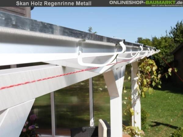 Skan Holz Metall-Regenrinne für Satteldach-Carport 812 cm, weiß