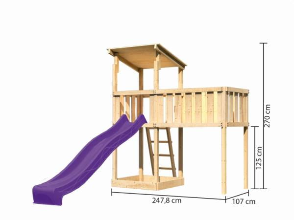 Akubi Spielturm Anna + Rutsche violett + Anbauplattform XL