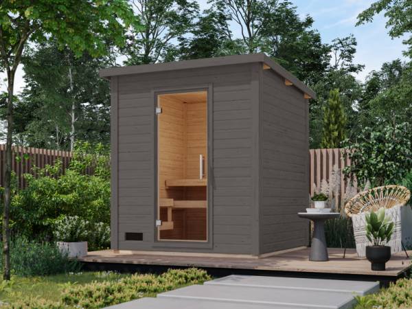 Karibu Saunahaus Caapi 3, terragrau, ohne Ofen - inkl. Klarglastür und Fußboden Karibu Saunahaus Caapi 3, terragrau, ohne Ofen - inkl. Klarglastür und Fußboden