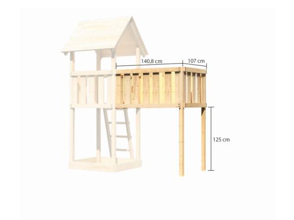 Akubi Spielturm Danny Satteldach + Anbauplattform XL + Kletterwand
