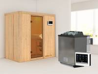 Karibu Sauna Variado- klassische Saunatür- 4,5 kW Bioofen ext. Strg- ohne Dachkranz