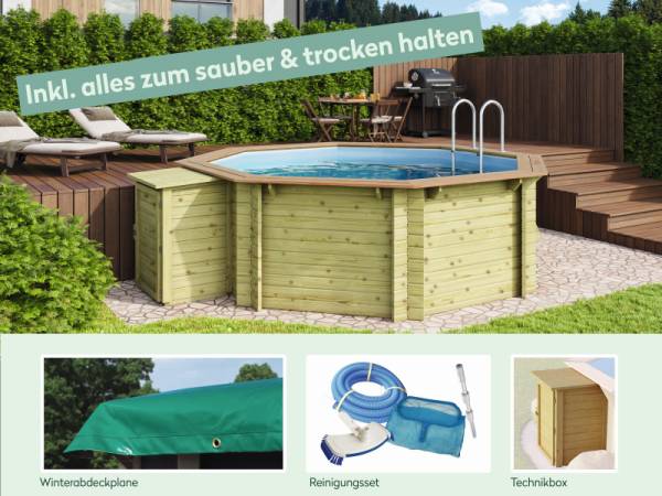Wolff Finnhaus Pool Modell A inkl. Abdeckplane, Technikbox und Reinigungsset Wolff Finnhaus Pool Modell A inkl. Abdeckplane, Technikbox und Reinigungsset