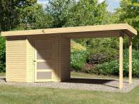 Karibu Woodfeeling Gartenhaus Schwandorf 3 natur mit Anbaudach 2,75 Meter
