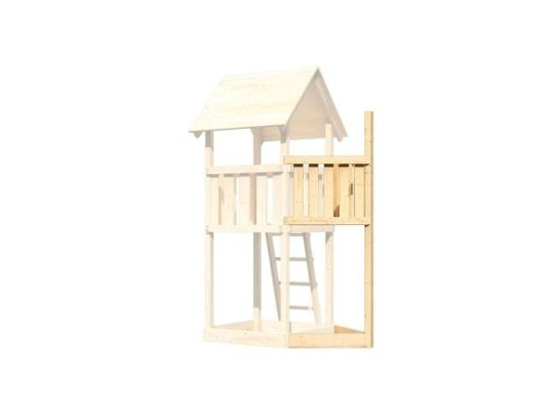 Akubi Spielturm Lotti Satteldach + Schiffsanbau oben + Einzelschaukel + Anbauplattform XL + Netzrampe + Rutsche in grün