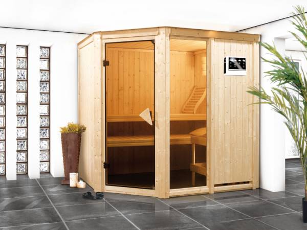 Fiona 1 - Karibu Sauna inkl. 9-kW-Bioofen - ohne Dachkranz -