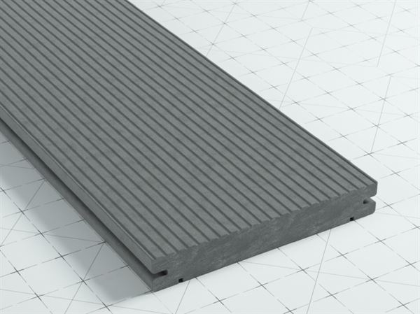 WPC Click Terrassendiele 3 Meter 18 x 137 mm Quarzgrau geriffelt