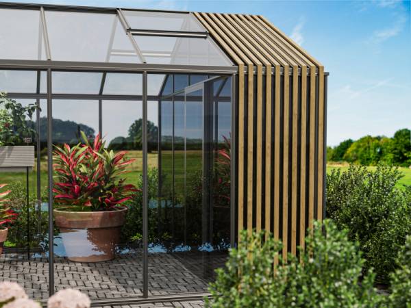 Bloomcabin Gewächshaus Klassik 13 inkl. kleinem integr. Stauraum mit Accoya Holzelementen