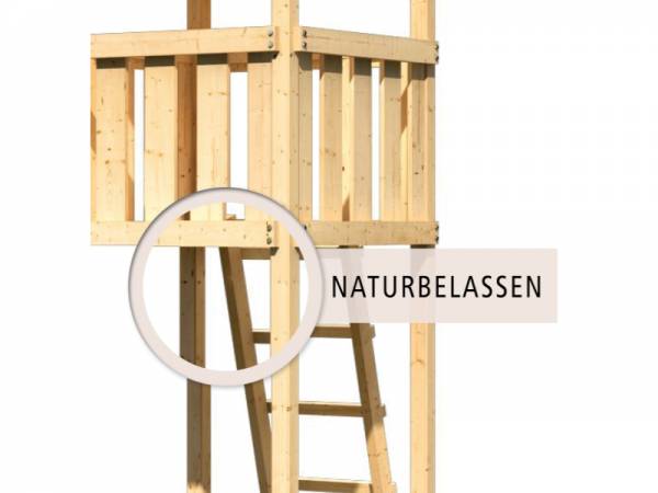 Akubi Spielturm Lotti Satteldach + Rutsche rot + Doppelschaukelanbau Klettergerüst + Anbauplattform + Netzrampe