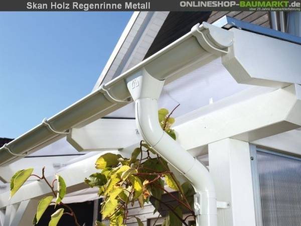 Skan Holz Metall-Regenrinne für Terrassenüberdachung bis 434 cm Breite, weiß