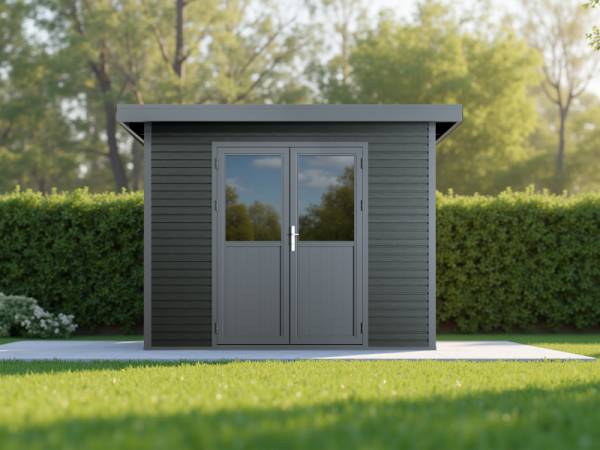 WPC Gartenhaus Linia 2824 inkl. Dachrinnen-Set, 2-farbig in Grau/Anthrazit