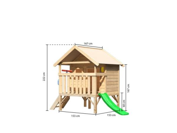 Akubi Spielhaus Mini Sparset mit grüner Rutsche