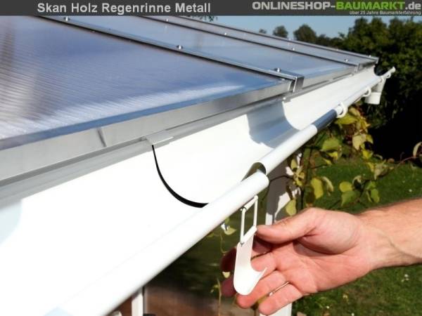 Skan Holz Metall-Regenrinne für Terrassenüberdachung bis 541 cm Breite, weiß