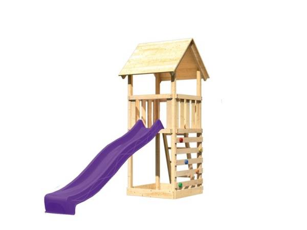 Akubi Spielturm Lotti mit Kletterwand und Rutsche violett