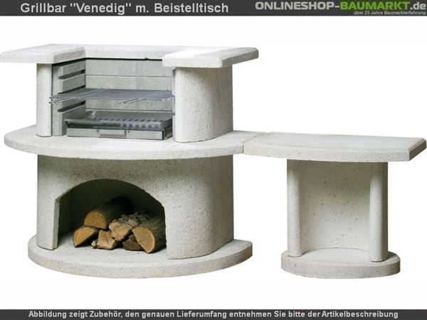 Buschbeck Gartengrillbar Venedig mit Edelstahl und Beistelltisch Buschbeck Gartengrillbar Venedig mit Edelstahl und Beistelltisch