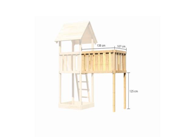 Akubi Spielturm Anna + Rutsche violett + Einzelschaukel + Anbauplattform XL + Schiffsanbau oben