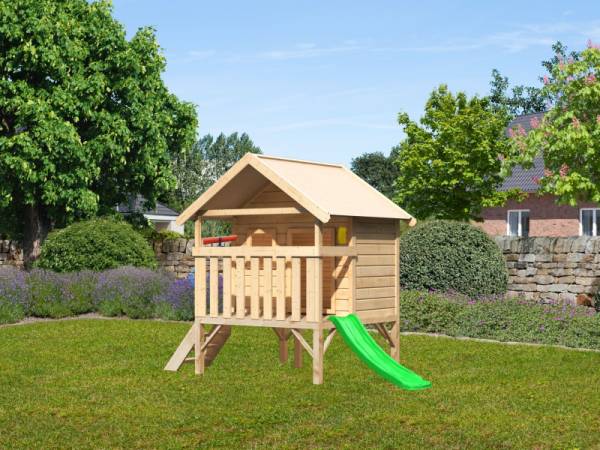 Akubi Spielhaus Mini Sparset mit grüner Rutsche Akubi Spielhaus Mini Sparset mit grüner Rutsche