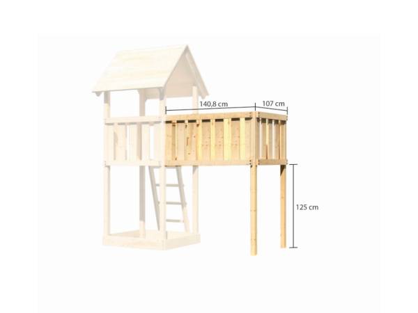Akubi Spielturm Danny Satteldach + Einzelschaukel + Anbauplattform XL + Kletterwand
