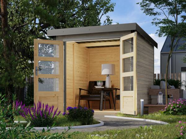 Karibu Hybrid Gartenhaus Jupiter 2 D wassergrau/graualuminium