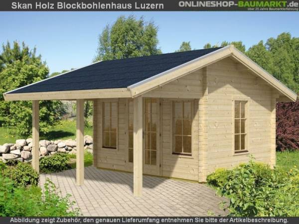 Skan Holz Blockbohlenhaus Luzern 45plus, 380 x 300 cm Skan Holz Blockbohlenhaus Luzern 45plus, 380 x 300 cm