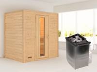 Karibu Sauna Sonja 9 kW integr. Steuerung mit energiesparender Saunatür -ohne Dachkranz-