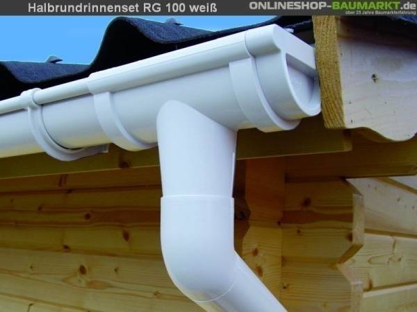 Dachrinnen Set RG 100 weiß 2 x 400/ 6 x 250 cm 8-Eck-Pavill