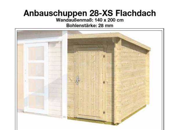 Wolff Finnhaus Anbauschuppen 28-XS Flachdach naturbelassen