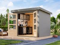 Karibu Hybrid Gartenhaus Jupiter 3 D wassergrau/graualuminium