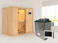 Karibu Sauna Variado- Klarglas Saunatür- 4,5 kW Ofen ext. Strg- ohne Dachkranz