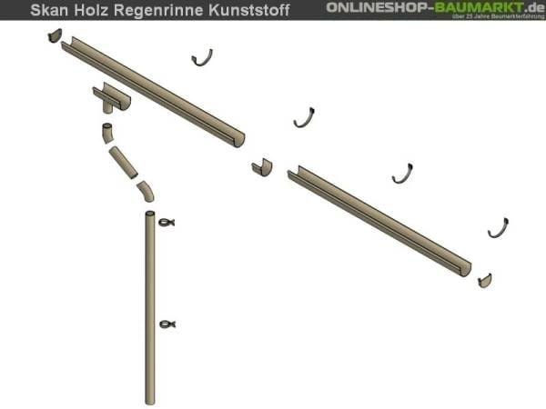 Skan Holz Regenrinne für Satteldach-Carport 600 cm, braun, Kunststoff