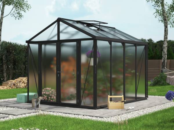 Vitavia Gewächshaus Zeus Comfort 8100 HKP 16mm, schwarz pulverbeschichtet