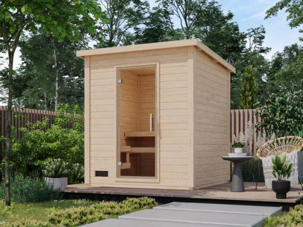 Karibu Saunahaus Caapi 3, ohne Ofen, inkl. Klarglastür und Fußboden Karibu Saunahaus Caapi 3, ohne Ofen, inkl. Klarglastür und Fußboden
