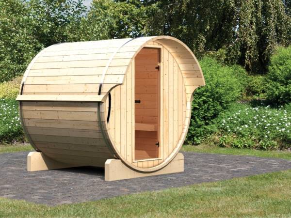 Karibu Fass - Sauna 1 42 mm ohne Ofen - Saunahaus Karibu Fass - Sauna 1 42 mm ohne Ofen - Saunahaus