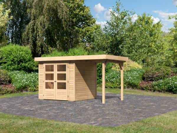 Karibu Gartenhaus Askola 2 mit Anbaudach 1,50 Meter