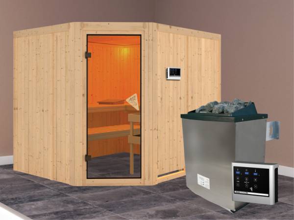 Malin - Karibu Sauna inkl. 9-kW-Ofen - ohne Dachkranz -