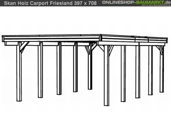 Skan Holz Carport Friesland 397 x 708 cm Skan Holz Carport Friesland 397 x 708 cm