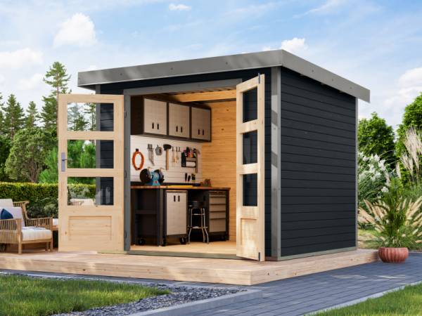 Karibu Hybrid Gartenhaus Jupiter 3 C anthrazit/graualuminium