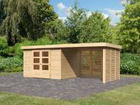 Karibu Woodfeeling Gartenhaus Askola 5 mit Anbaudach 2,8 m, Lamellenwände
