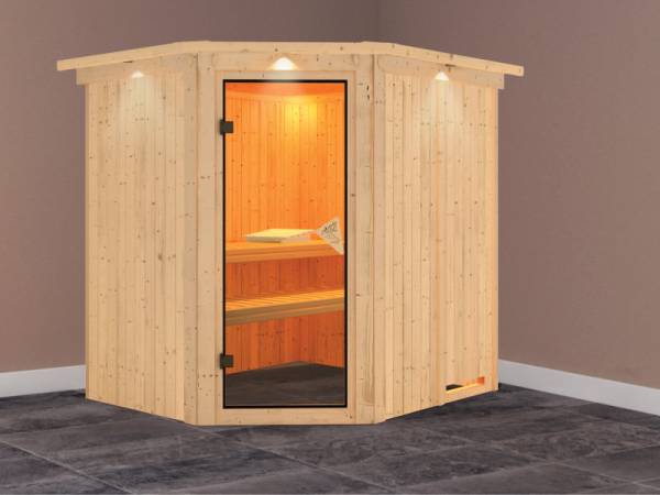 Karibu Systemsauna Väja mit bronzierter Ganzglastür- ohne Ofen