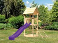 Akubi Spielturm Lotti mit Netzrampe und Rutsche violett