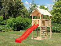 Akubi Spielturm Danny Satteldach + Rutsche rot + Kletterwand