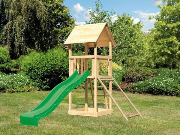 Akubi Spielturm Lotti mit Netzrampe und Rutsche grün Akubi Spielturm Lotti mit Netzrampe und Rutsche grün