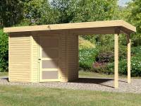 Karibu Woodfeeling Gartenhaus Schwandorf 3 natur mit Anbaudach 2,25 Meter