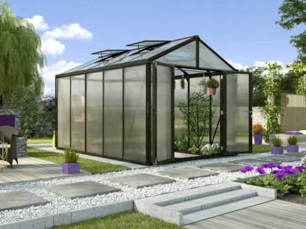 Vitavia Gewächshaus Zeus Comfort 10000 HKP 10mm, schwarz pulverbeschichtet