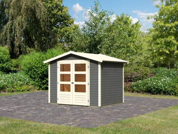 Karibu Woodfeeling Gartenhaus Amberg 3 terragrau Karibu Woodfeeling Gartenhaus Amberg 3 terragrau