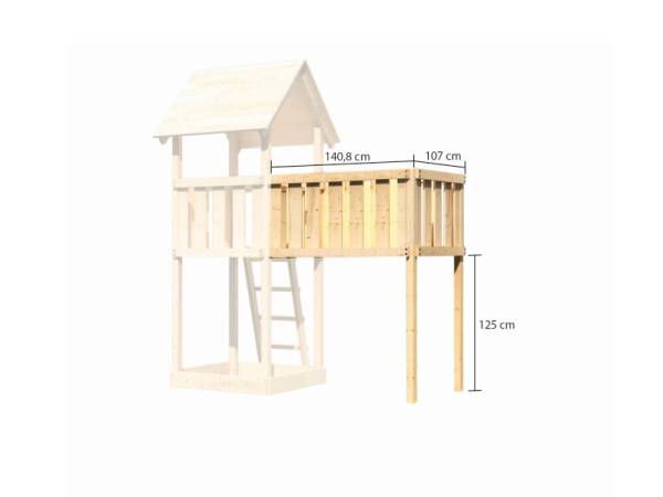 Akubi Spielturm Danny Satteldach + Doppelschaukel + Anbauplattform XL + Kletterwand