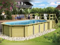 Karibu Pool Modell 5 Variante D, mit Terrasse im Set inkl. Filteranlage und Skimmer