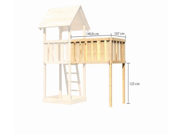 Akubi Spielturm Danny Satteldach + Einzelschaukel + Anbauplattform XL