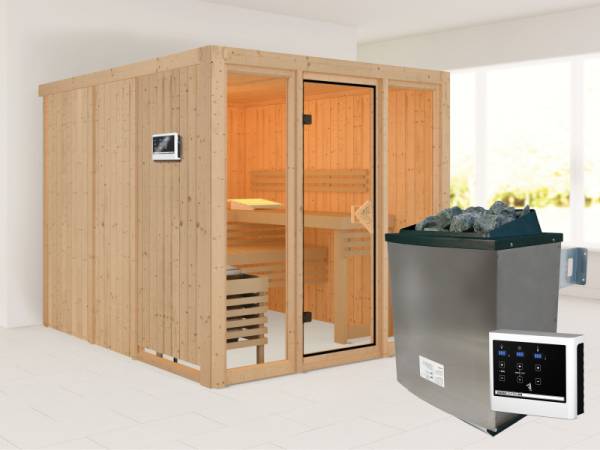 Karibu Sauna Askja 68 mm -9 kW Ofen ext. Strg