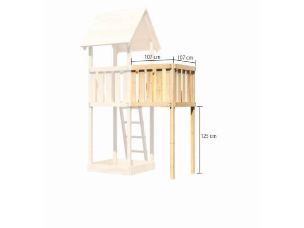 Akubi Spielturm Lotti Satteldach + Einzelschaukel + Anbauplattform + Kletterwand