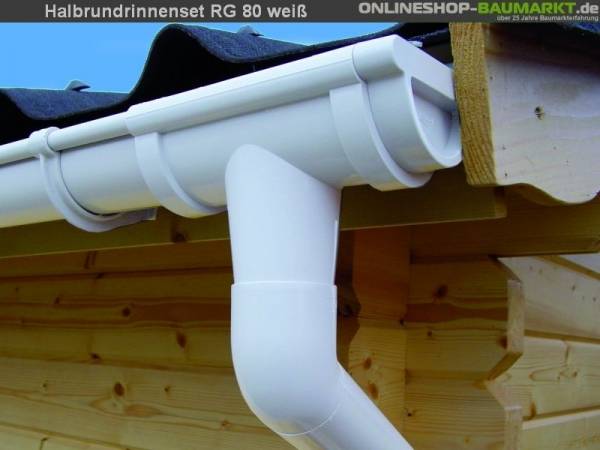 Dachrinnen Set RG 80 weiß 200 cm Satteldachverläng Dachrinnen Set RG 80 weiß 200 cm Satteldachverläng